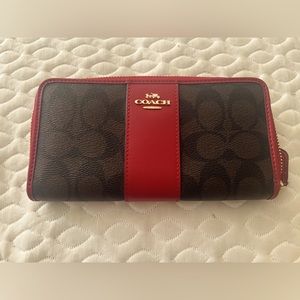 Red brown coach wallet